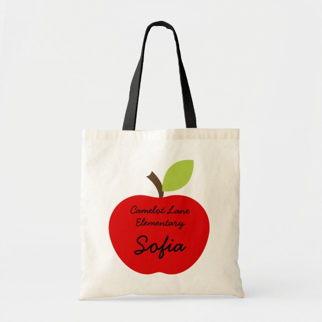 Red Apple Personalized Homeschool Book Bag (Front)