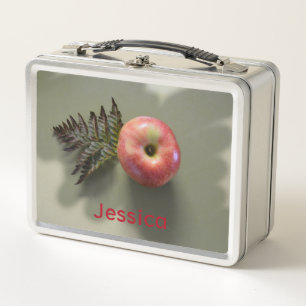 Red Apple Personalized photographic Green Metal Lunch Box