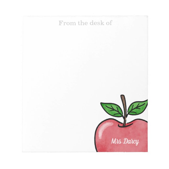 Red Apple Personalized Teacher Notepads (Front)