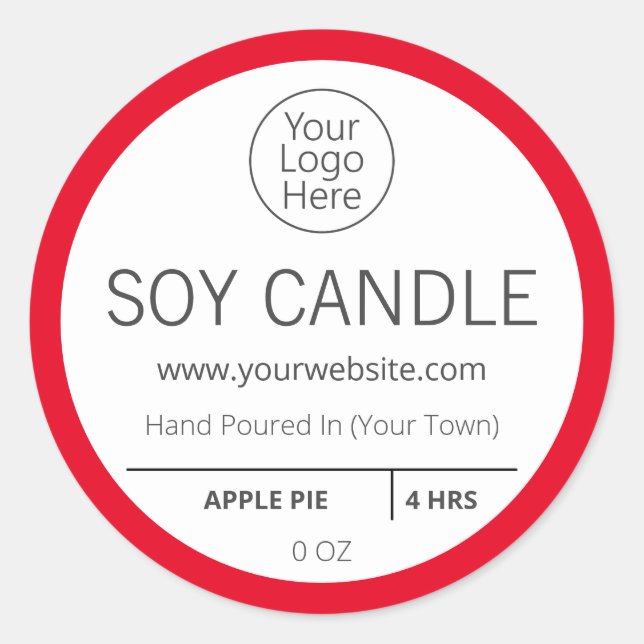 Red Apple Pie Scented Logo Candle Labels (Front)