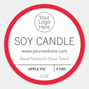 Red Apple Pie Scented Logo Candle Labels