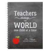 Red apple quote and your text chalkboard teacher notebook (Front)
