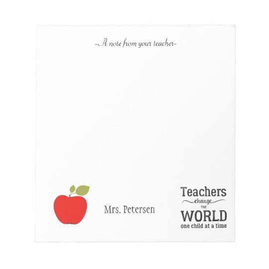 Red apple quote and your text teacher notepad