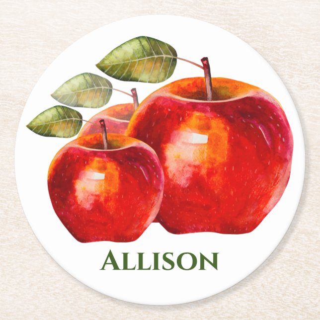 Red Apple’s Round Paper Coaster (Front)