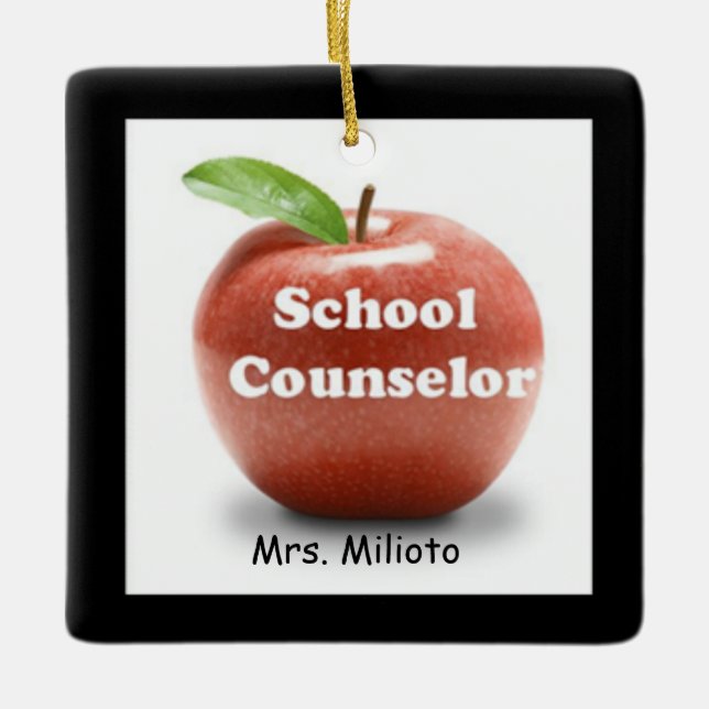 Red Apple School Counsellor Christmas Ornament (Front)