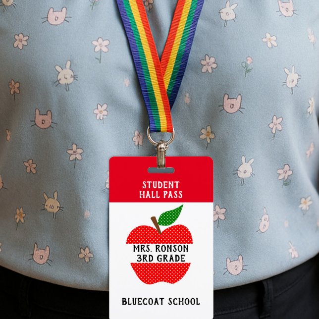 Red Apple School teacher or student pass Badge (Creator Uploaded)
