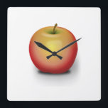 Red apple square wall clock<br><div class="desc">Photorealistic red apple</div>