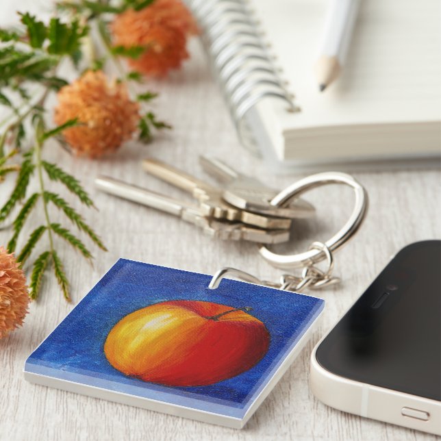 Red Apple - Still Life Painting Keychain (Front Right)