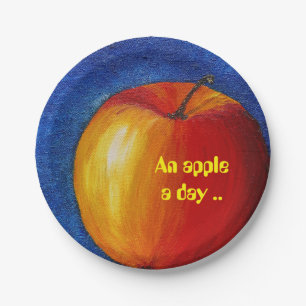 Red Apple - Still Life Painting Paper Plate