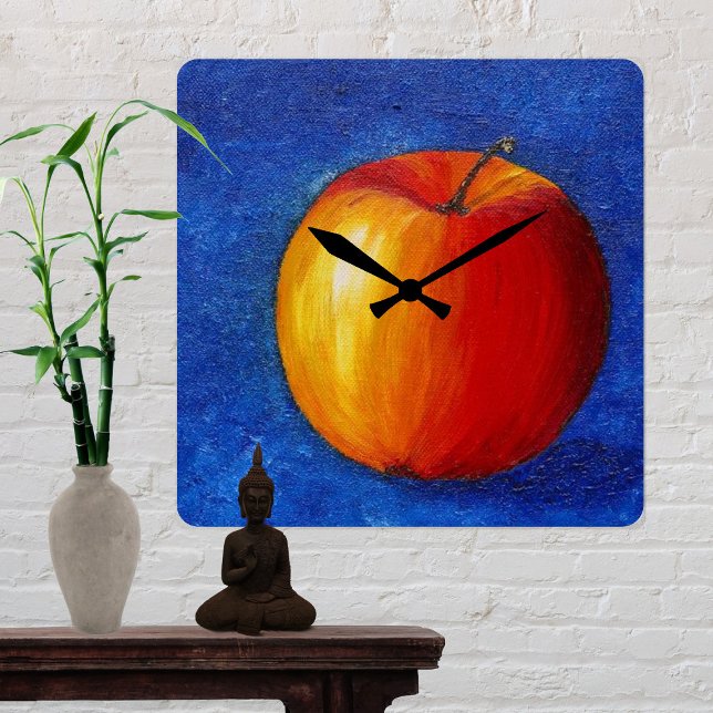 Red Apple - Still Life Painting Square Wall Clock (Creator Uploaded)
