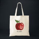 Red Apple Teacher Add Name Tote Bag<br><div class="desc">Personalize this tote bag featuring an artistic red apple.  Perfect for a teacher or anyone who loves apples!</div>