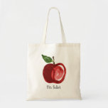 Red Apple Teacher Add Name Tote Bag<br><div class="desc">Personalize this tote bag featuring an artistic red apple.  Perfect for a teacher or anyone who loves apples!</div>