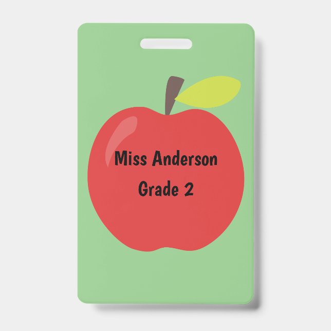 Red Apple Teacher Custom Classroom Badge (Front)