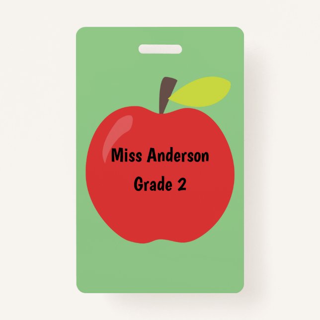 Red Apple Teacher Custom Classroom Badge (Front)