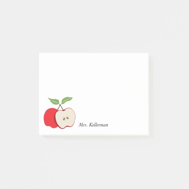 Red Apple Teacher Name 4 x 3 Post-it Notes (Front)