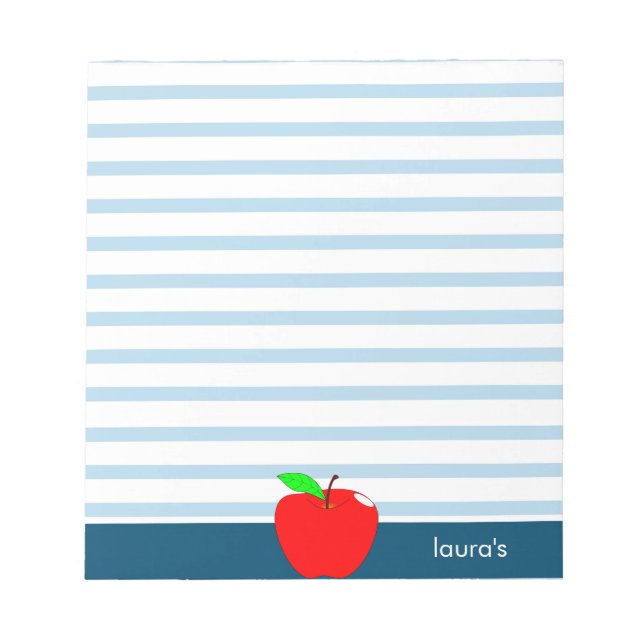Red Apple Teacher Personalized Blue lines Notepad (Front)