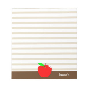 Red Apple Teacher Personalized Brown lines Notepad