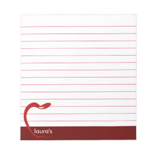 Red Apple Teacher Personalized Classic Lines Ruled Notepad