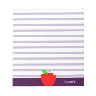 Red Apple Teacher Personalized Purplelines Memopad Notepad