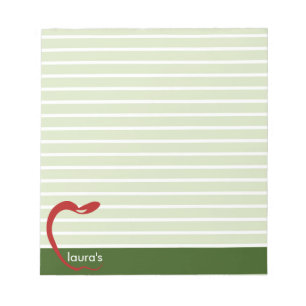 Red Apple Teacher Personalized Striped Notepad