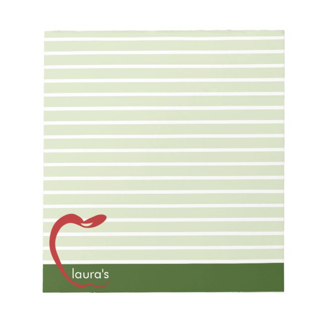 Red Apple Teacher Personalized Striped  Notepad (Front)