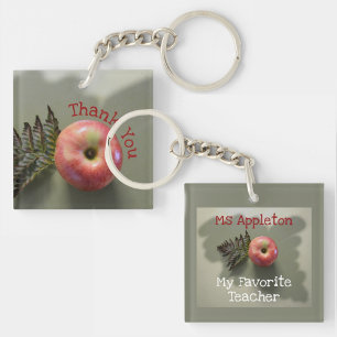 Red Apple Thank You Favourite Teacher Customizable Keychain