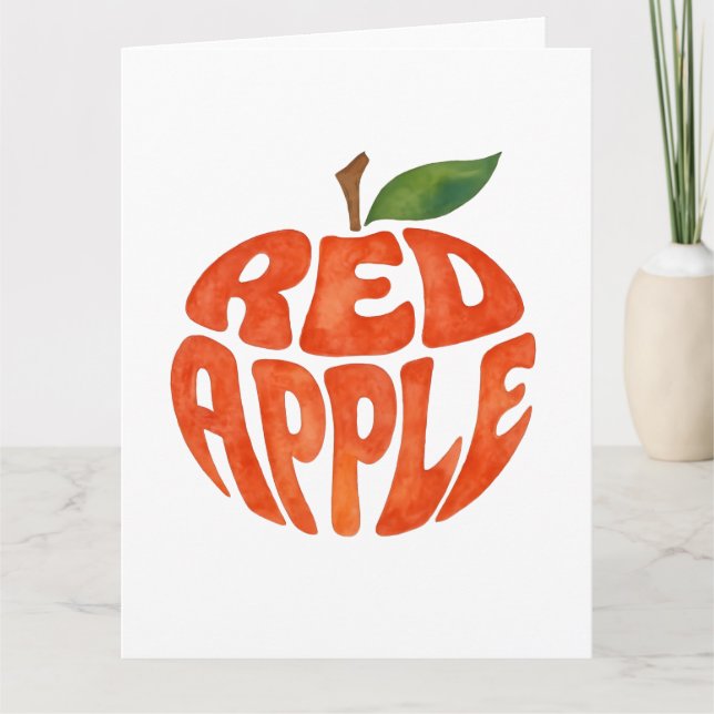 Red Apple Typography Art, Apple Thank You Card (Front)