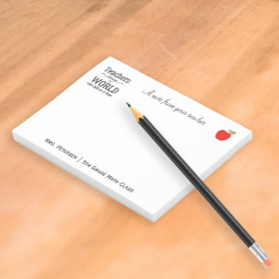 Red apple typography teacher name appreciation post-it notes