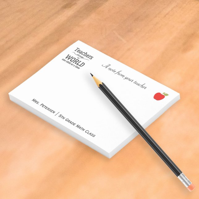 Red apple typography teacher name appreciation post-it notes (Creator Uploaded)