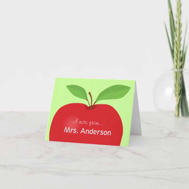 Red Apple Une note du carte pour notes enseignant (Devant)