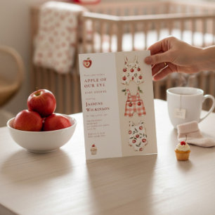Red Apple Watercolor Baby Shower Invitation