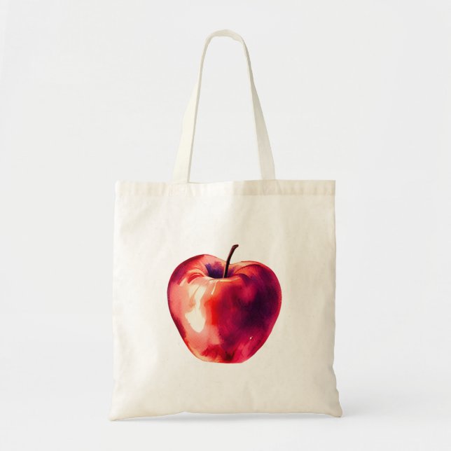 Red Apple Watercolour Tote Bag (Front)