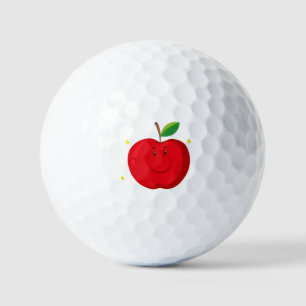 Red Apple with Happy Face Golf Balls