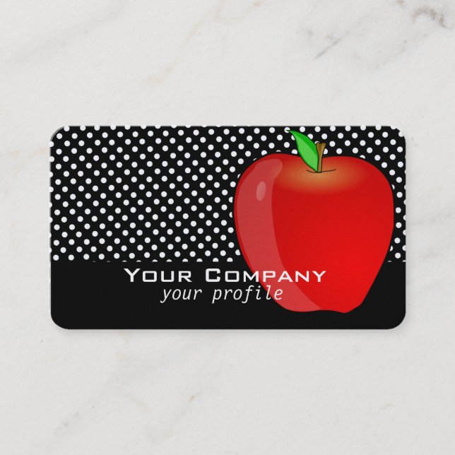 red apple  with retro dots business card (Front)
