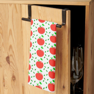 Red Apples and Green Leaves Kitchen Towel