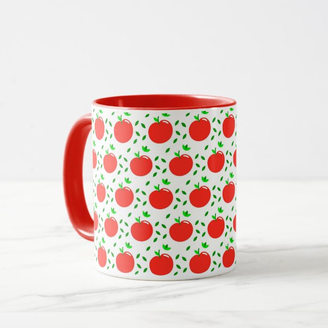Red Apples and Green Leaves Mug (Front Left)