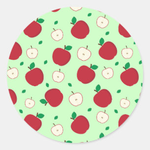 Red Apples and Halved Apples Classic Round Sticker