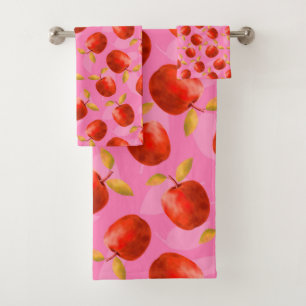 Red apples bath towel set