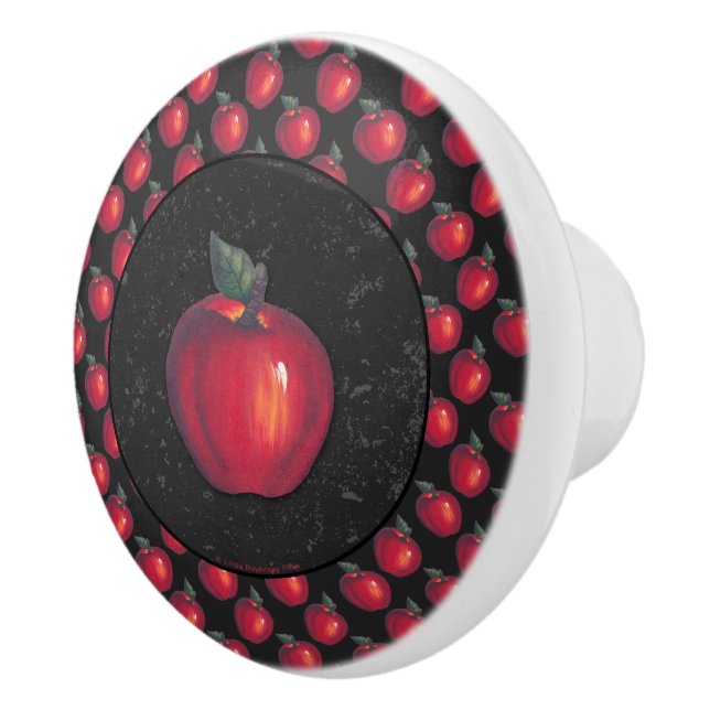 Red  Apples Black Ceramic Knob (Right)