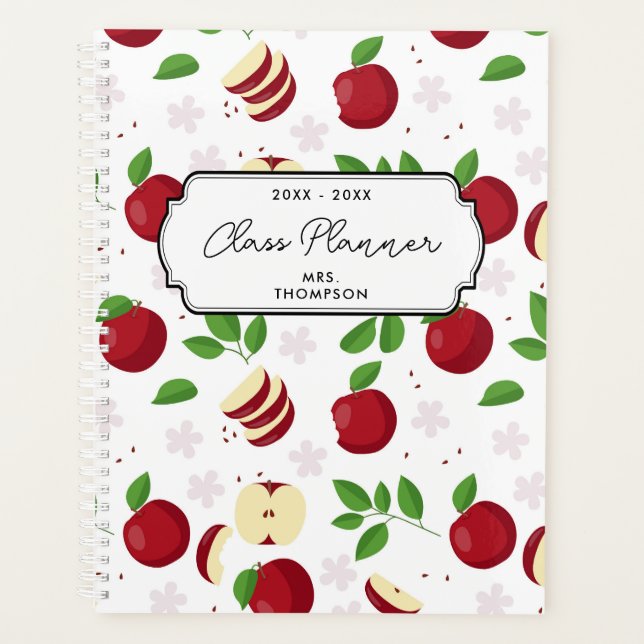 Red Apples, Blossoms & Greenery Teacher Planner (Front)