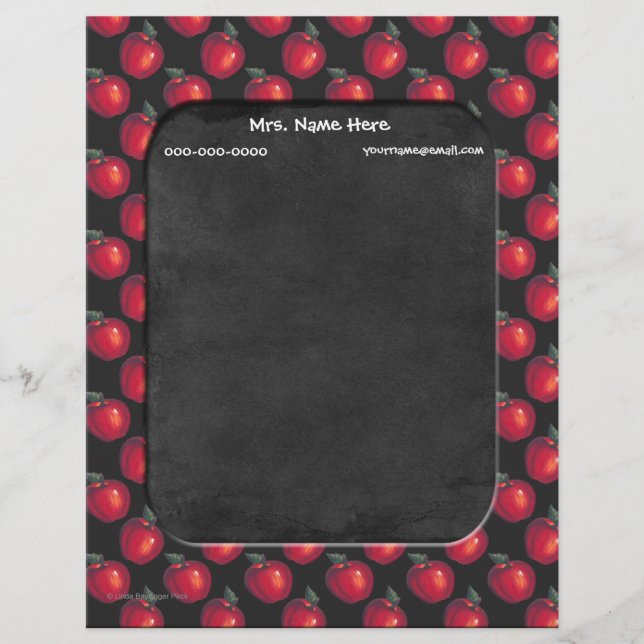 Red Apples Chalkboard Letterhead (Front)