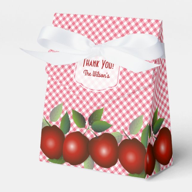 Red Apples Fruit Gingham Favor Box (Front Side)