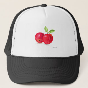 Red apples fruity painting gardener gift trucker hat