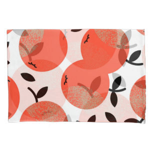 Red Apples: Golden Textured Pattern. Pillowcase