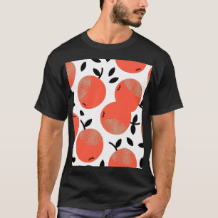 Red Apples: Golden Textured Pattern. T-Shirt