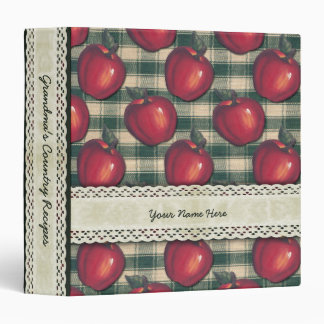 Red Apples Green Plaid Country Binder
