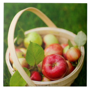 Red apples in a basket tile