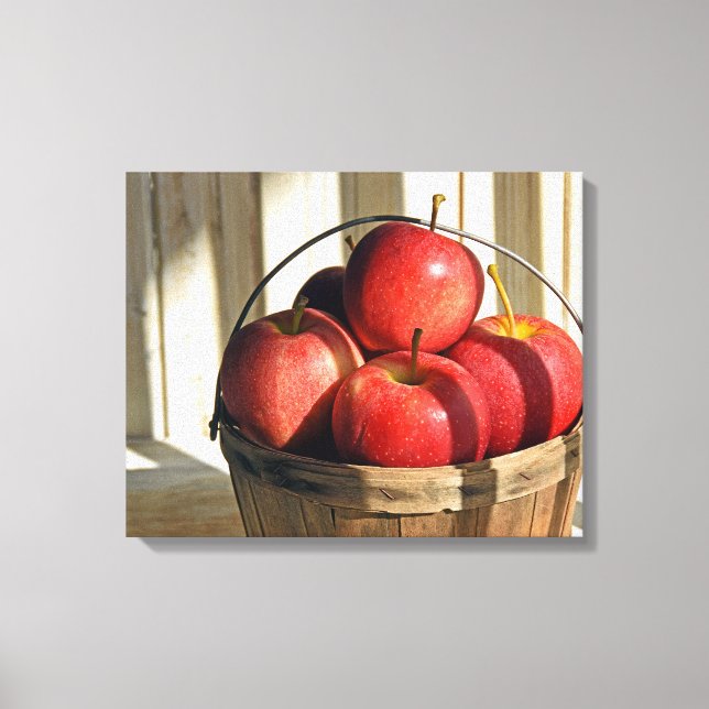 Red Apples in Bushel Basket Canvas Print (Front)