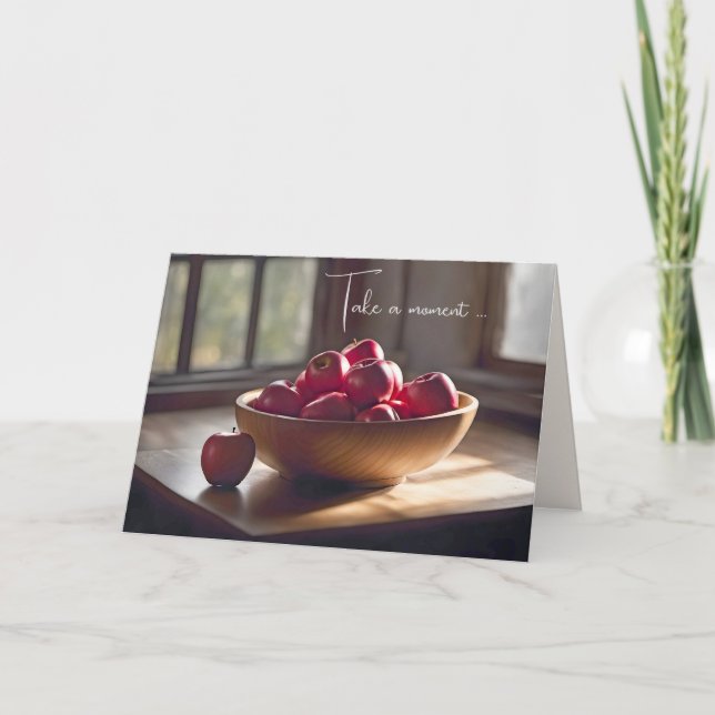 Red Apples In Wood Bowl Card (Front)