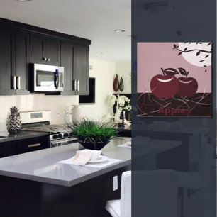 Red Apples Kitchen Square Wall Hanging Canvas Print